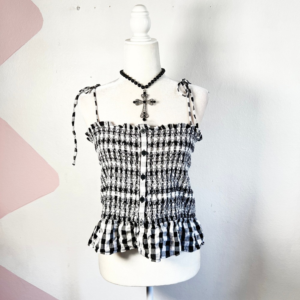 Loft Gingham Tank Top Sz Large Preppy Classic Summer Cottagecore‎